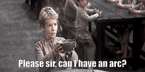 A Boy Holding A Bowl With The Words Please Sir Can I Have An Arc On The Bottom GIF