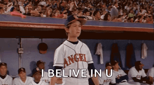 A Boy In A Baseball Uniform With The Word Angel On It GIF