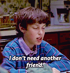 A Boy In A Blue Striped Shirt Says I Don T Need Another Friend GIF