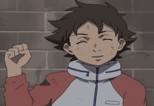 A Boy In A Red And White Jacket With The Number 7 On The Sleeve GIF