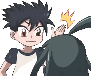 a boy is giving a high five to a girl in a cartoon