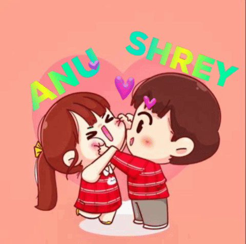 A Boy Is Kissing A Girl On The Cheek In A Cartoon Illustration GIF