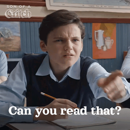 Boy Sitting At Desk With Can You Read That GIF