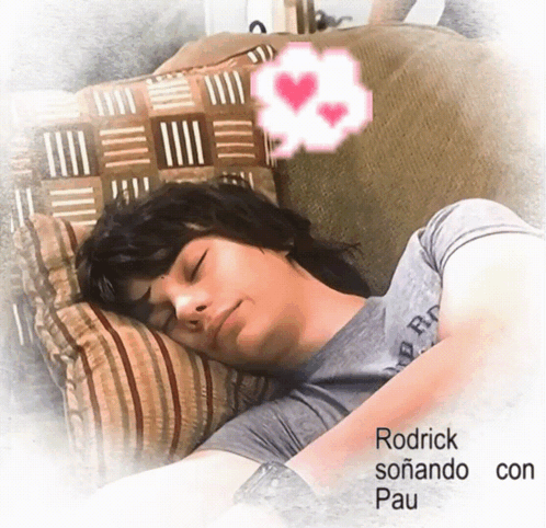 A Boy Sleeping On A Couch With The Name Rodrick On The Bottom GIF