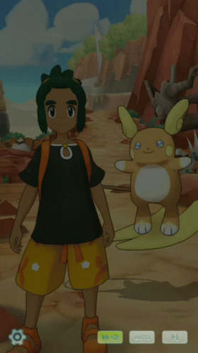 Boy Standing Next To Stuffed Animal In Video Game GIF