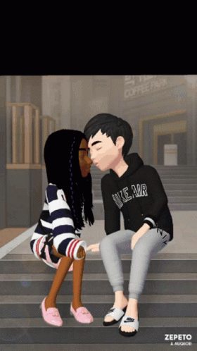 a boy wearing a nike air hoodie kisses a girl