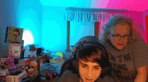 A Boy Wearing Headphones And A Shirt That Says There 'S No Flying In Here GIF