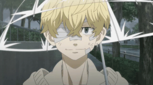 A Boy With A Bandage On His Face Is Holding A White Umbrella GIF