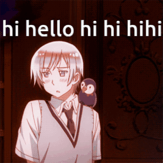 A Boy With A Bird On His Shoulder Is Standing In Front Of A Sign That Says Hi Hello Hi Hi Him GIF