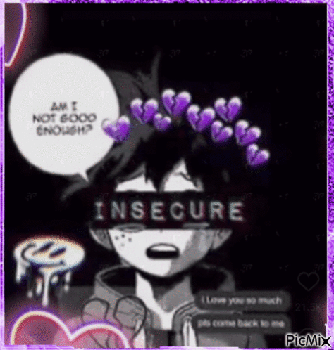 A Boy With A Crown Of Hearts On His Head Is Wearing A Mask That Says Insecure . GIF