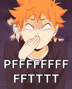 A Boy With Orange Hair Is Covering His Nose With His Hand And Making A Funny Face . GIF