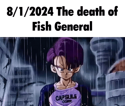 A Boy With Purple Hair Is Standing In The Rain Wearing A Shirt That Says Capsule Corp . GIF