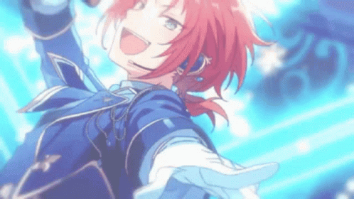 A Boy With Red Hair Is Wearing Headphones And A Blue Suit And Is Flying Through The Air . GIF