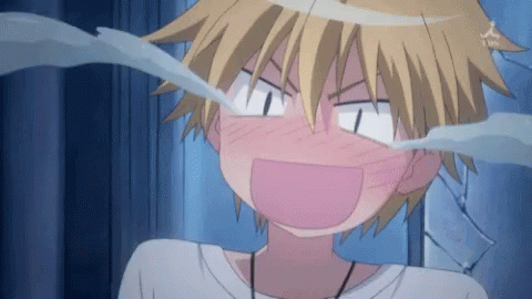 A Boy With Tears Coming Out Of His Eyes And A Tbs Logo In The Background GIF