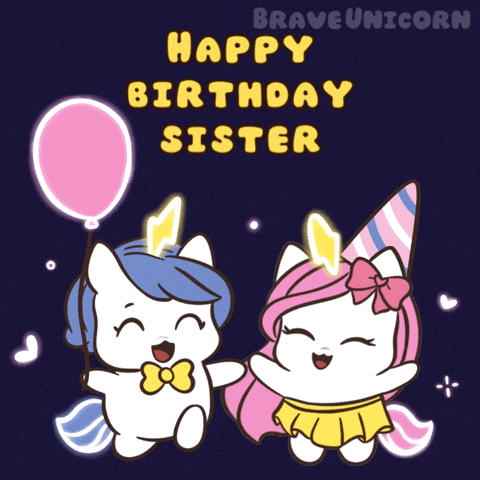 A Brave Unicorn Birthday Card With Two Unicorns GIF