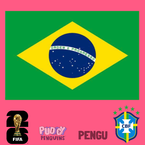 a brazilian flag is surrounded by logos for fifa penguins and pengu