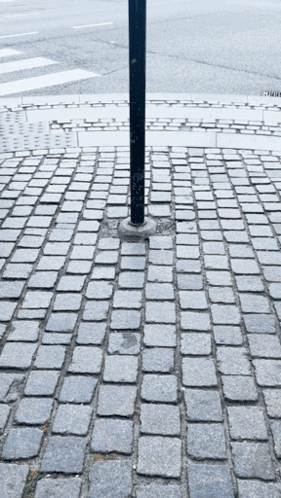 A Brick Pavement With A Pole In The Middle GIF