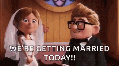 A Bride And Groom Are Getting Married In A Church . GIF