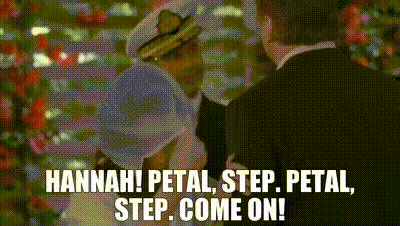A Bride And Groom Are Kissing With The Words Hannah Petal Step Petal Step Come On Behind Them GIF