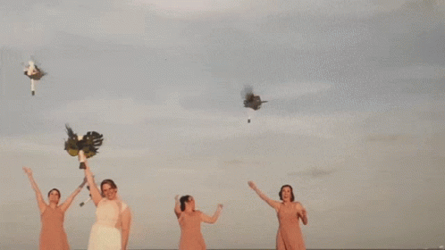 A Bride And Her Bridesmaids On The Beach GIF