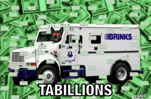 A Brinks Armored Truck Is Surrounded By Lots Of Money GIF
