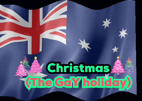 A British Flag With Christmas Trees And The Words Christmas ( The Gay Holiday ) GIF