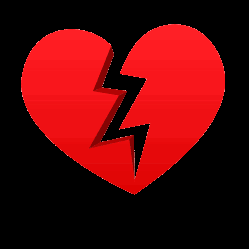 A Broken Red Heart With A Black Lightning Bolt In The Middle GIF