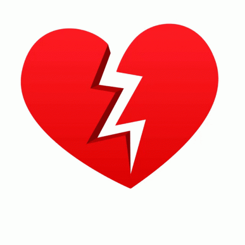 A Broken Red Heart With A Lightning Bolt In The Middle GIF