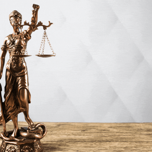 Lady Justice Bronze Statue Holding Scale GIF