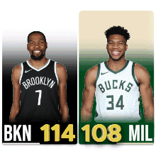 A Brooklyn Nets Player And A Bucks Player GIF