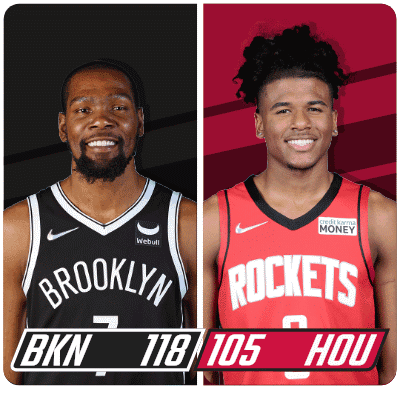 A Brooklyn Nets Player And A Rockets Player Are Shown Side By Side GIF