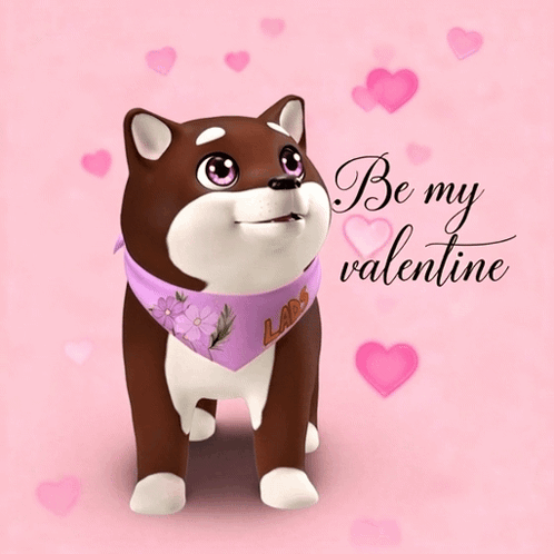 Dog With Pink Bandana Be My Valentine GIF