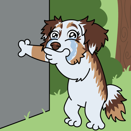A Brown And White Dog With A Tear Coming Out Of Its Mouth GIF