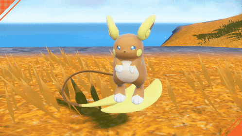 Brown And Yellow Pokémon On Yellow Leaf In Field GIF