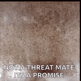 A Brown Background With The Words Not A Threat Mate It 'S A Promise On It GIF
