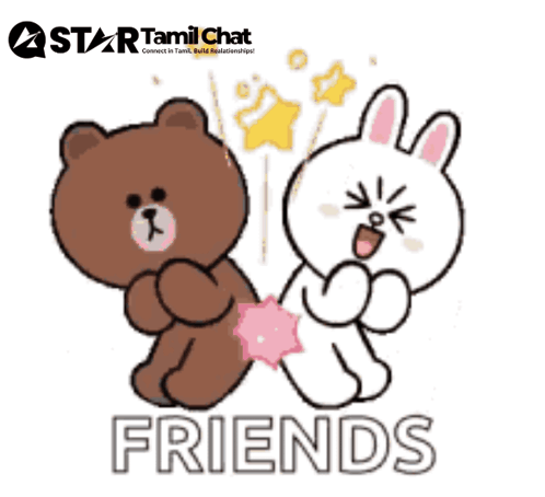 A Brown Bear And A White Rabbit Are Standing Next To Each Other With The Words Friends Above Them GIF