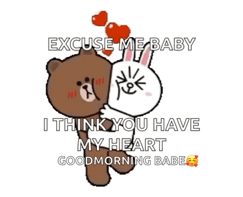 A Brown Bear And A White Rabbit With The Words Excuse Me Baby I Think You Have My Heart GIF