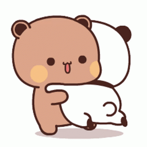 A Brown Bear Is Hugging A White Bear On A White Background GIF
