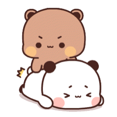 A Brown Bear Is Sitting On Top Of A White Bear GIF