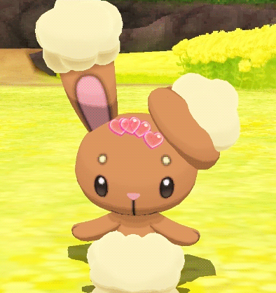 A Brown Bunny With White Ears And Hearts On Its Head GIF