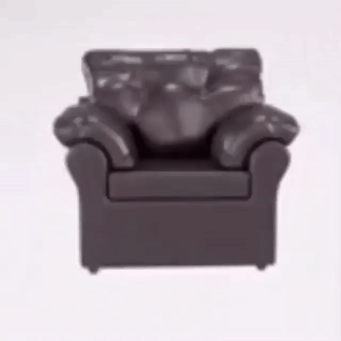 A Brown Leather Chair Is Sitting On A White Surface GIF