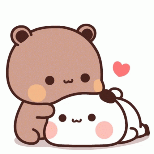 A Brown Teddy Bear Is Hugging A White Teddy Bear GIF