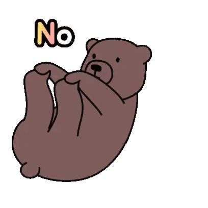 a brown teddy bear is laying on its back and the word no is above it