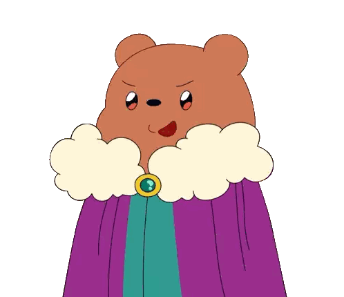 a brown teddy bear wearing a crown and a cape