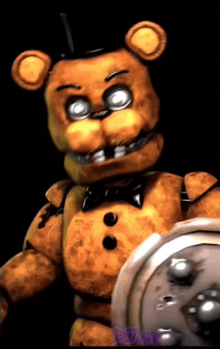 A Brown Teddy Bear With A Top Hat And Bow Tie Is Holding A Clock GIF