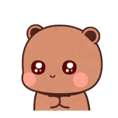 A Brown Teddy Bear With Big Eyes And Pink Cheeks Is Smiling GIF