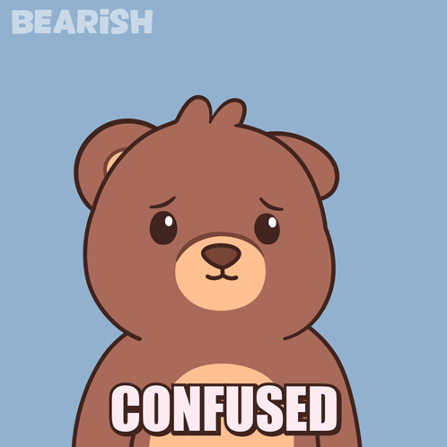 A Brown Teddy Bear With The Word Confused On It GIF
