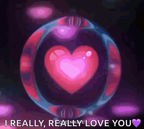 Heart Inside Bubble Saying I Really Love You GIF
