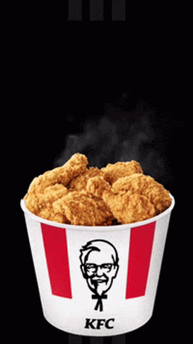 A Bucket Of Fried Chicken From Kfc With A Black Background GIF