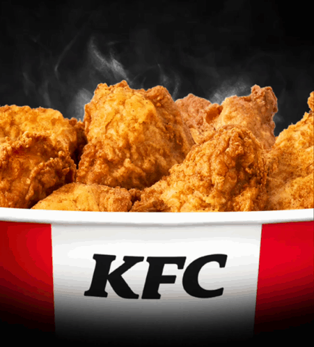 A Bucket Of Fried Chicken With Kfc Written On It GIF